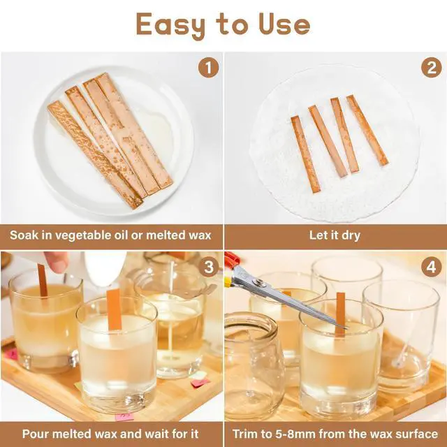 Alt view image 3 of 7 - 100 Wood Wicks for Candles Making - Smokeless Wooden Candle Wicks | Crackling Candle Wax Wood Wick, mechas para velas, Candle Making Wicks for Paraffin, Soy Wax Candlemaking Supplies(50 Sets)