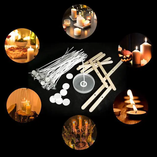 Alt view image 5 of 6 - Candle Wicks, 100Pcs 6-Inch Cotton Wicks with 30 Stickers & 10 Centering Tools | Complete Candle Making Supplies Kit for Soy Beeswax, Candle in Jar, DIY Starter Kit