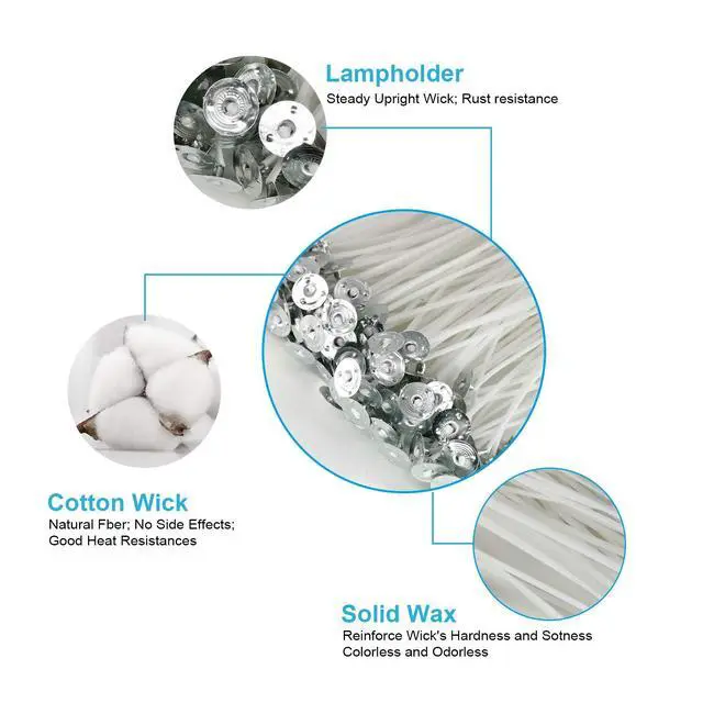 Alt view image 6 of 6 - Candle Wicks, 100Pcs 6-Inch Cotton Wicks with 30 Stickers & 10 Centering Tools | Complete Candle Making Supplies Kit for Soy Beeswax, Candle in Jar, DIY Starter Kit