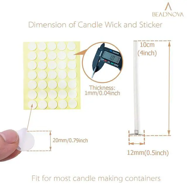 Alt view image 2 of 4 - Candle Cotton Wicks 4 Inch 50pcs with Stickers Short Candle Making Wicks and Double Sided Stickers for Making DIY