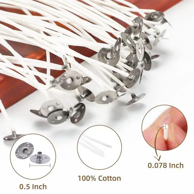 Alt view image 3 of 6 - 120 Pcs Candle Wicks 4 & 6 & 8 in, with Wick Stickers & Holders | Candle Wicks for Soy Wax, Beeswax, Coconut Wax, Party Favors, Home Decor, Wedding & Gifts, DIY Candle Making Supplies