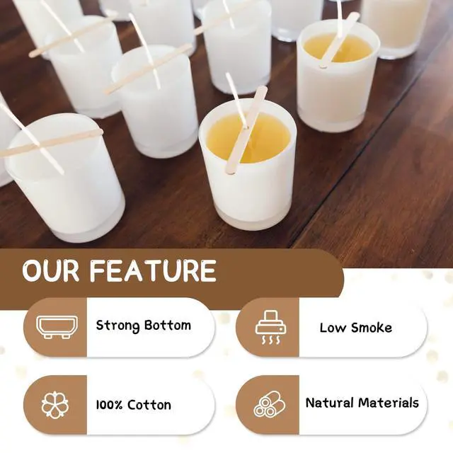 Alt view image 5 of 6 - 120 Pcs Candle Wicks 4 & 6 & 8 in, with Wick Stickers & Holders | Candle Wicks for Soy Wax, Beeswax, Coconut Wax, Party Favors, Home Decor, Wedding & Gifts, DIY Candle Making Supplies