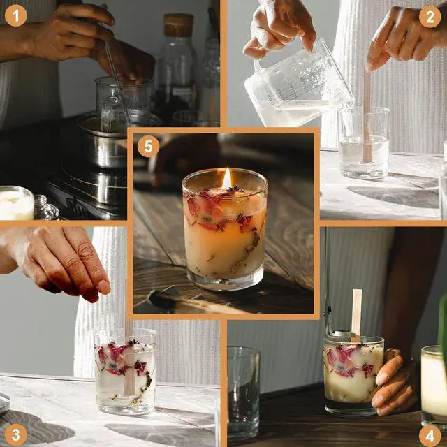Alt view image 5 of 6 - 150 Pcs Thickned Wooden Candle Wicks. 5.1 X 0.5 X 0.06 Inch Upgrade Crackling Wooden Wicks, Long Lasting Smokeless Wood Wicks with Iron Standers, Wick Stickers, and Warning Labels- 50 Sets