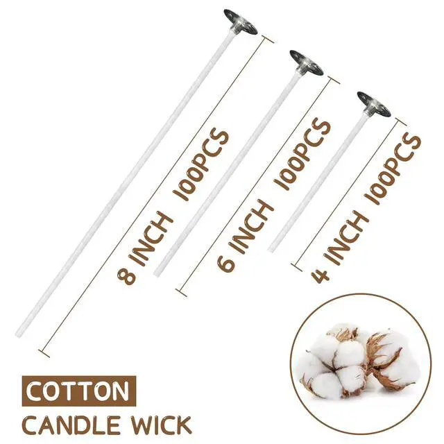 Alt view image 2 of 6 - 120 Pcs Candle Wicks 4 & 6 & 8 in, with Wick Stickers & Holders | Candle Wicks for Soy Wax, Beeswax, Coconut Wax, Party Favors, Home Decor, Wedding & Gifts, DIY Candle Making Supplies
