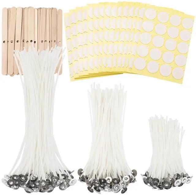 Main image of 120 Pcs Candle Wicks 4 & 6 & 8 in, with Wick Stickers & Holders | Candle Wicks for Soy Wax, Beeswax, Coconut Wax, Party Favors, Home Decor, Wedding & Gifts, DIY Candle Making Supplies