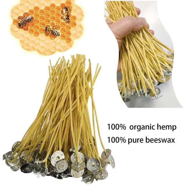 Alt view image 3 of 7 - Candle Wicks 100 PCS 8 inch Hemp Candle Wicks 2.5mm Organic Beeswax Candle Wicks for Candle Making Candle Wick for Butter Candle Hemp Candle Wick