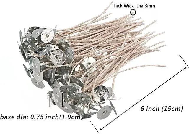 Alt view image 2 of 7 - 100pcs ECO Wicks for Soy Candles, 6 inch Pre-Waxed Candle Wick for Candle Making,Thick Candle Wick with Base