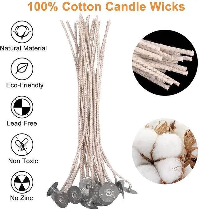 Alt view image 3 of 7 - 100pcs ECO Wicks for Soy Candles, 6 inch Pre-Waxed Candle Wick for Candle Making,Thick Candle Wick with Base