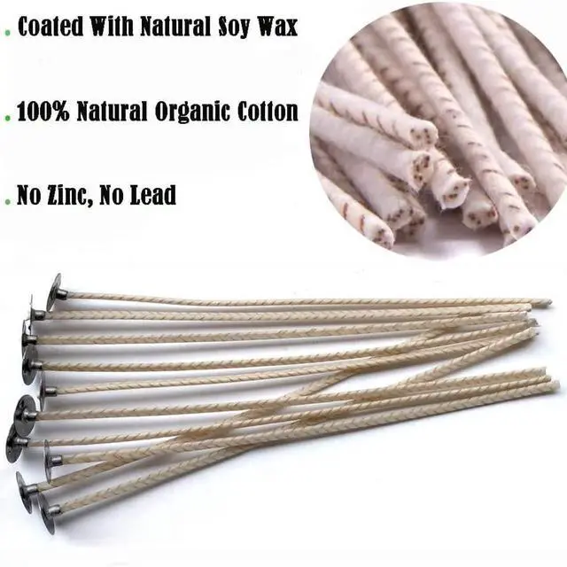 Alt view image 5 of 7 - 100pcs ECO Wicks for Soy Candles, 6 inch Pre-Waxed Candle Wick for Candle Making,Thick Candle Wick with Base