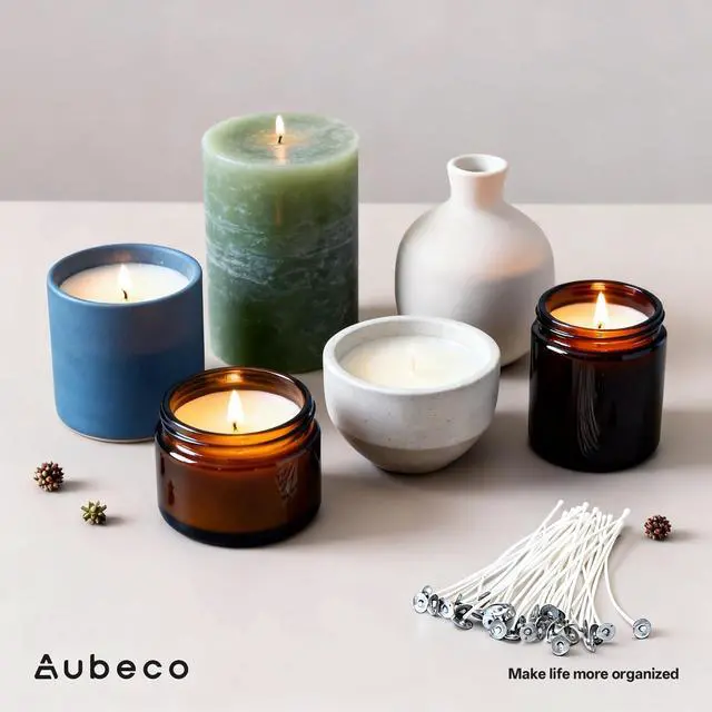 Alt view image 6 of 7 - 160Pcs 6 Inch Pre-Waxed Candle Wick, with Tabs, Low Smoke | Cotton Core, Ideal for Candle Making, Soy Wax, DIY Crafts, Gifts, Party Favors