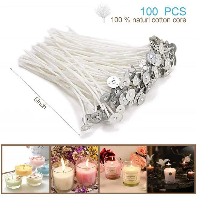 Alt view image 3 of 7 - 100pcs Candle Cotton Wicks, 6 Inch Candle Wicks for Candle Making | ECO-FRIENDLY 100% Cotton, Low Smoke Pre-Waxed, Lead-Free, Suitable for Soy, Beeswax, Palm, Coconut, Paraffin