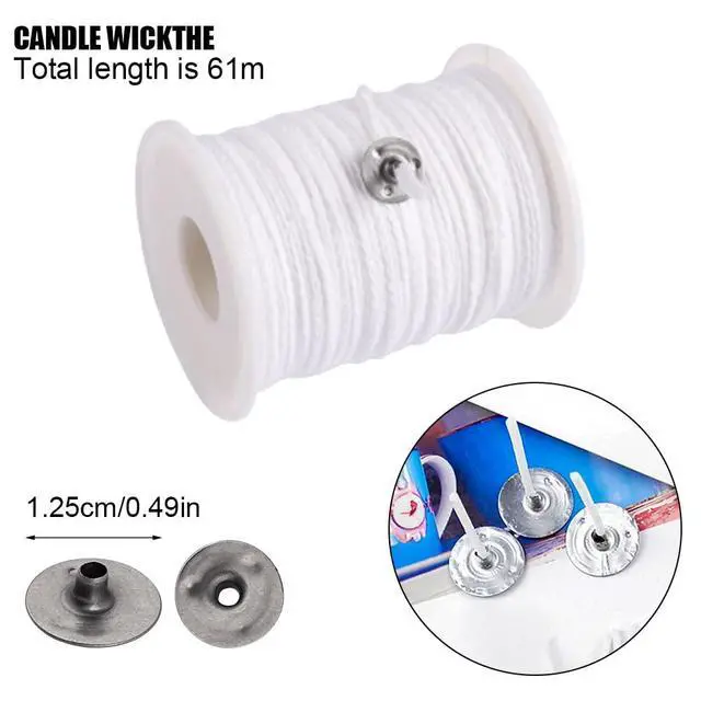 Alt view image 3 of 6 - 200 Ft Cotton Candle Wick Roll with 100 Metal Sustainer Tabs | 24-Ply Braided Cotton Wick, Cut-To-Size Spool, Stable Burn, Durable Metal Tabs, Ideal For Diy Candle Making
