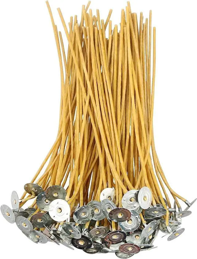 Main image of 100pcs/6in Beeswax Candle Wicks - Hemp Wick, Slow Burning, Pre-Waxed, 2mm Diameter