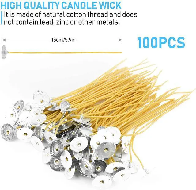 Alt view image 2 of 7 - 100pcs/6in Beeswax Candle Wicks - Hemp Wick, Slow Burning, Pre-Waxed, 2mm Diameter