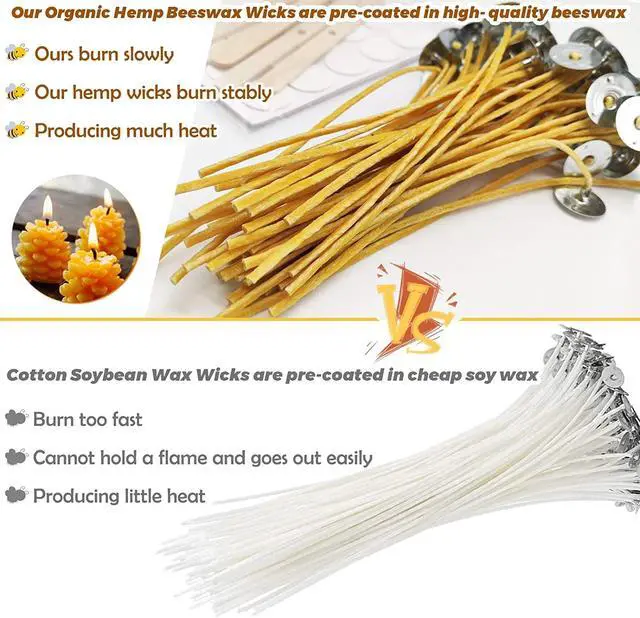 Alt view image 3 of 7 - 100pcs/6in Beeswax Candle Wicks - Hemp Wick, Slow Burning, Pre-Waxed, 2mm Diameter