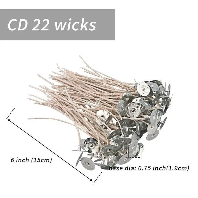 Alt view image 2 of 7 - CD Series Wicks for Soy Candles - 100pcs CD 22 6" Pretabbed Cotton & Paper Wicks for Candle Making