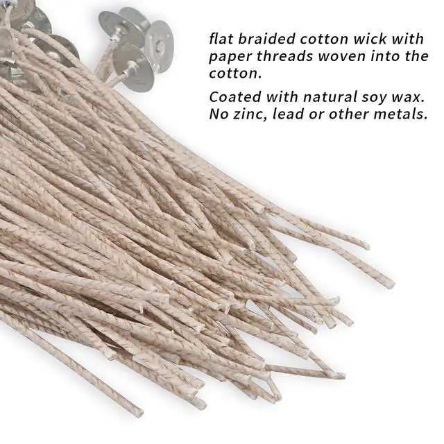 Alt view image 4 of 7 - CD Series Wicks for Soy Candles - 100pcs CD 22 6" Pretabbed Cotton & Paper Wicks for Candle Making
