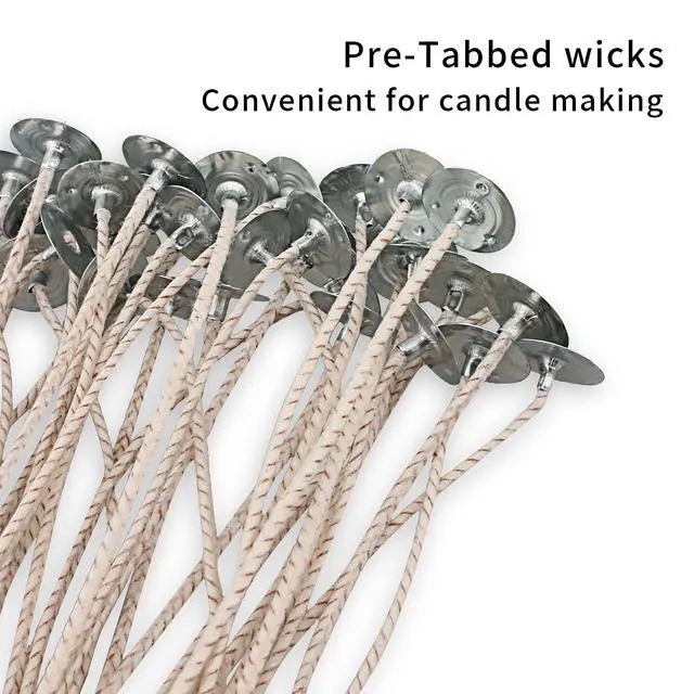 Alt view image 5 of 7 - CD Series Wicks for Soy Candles - 100pcs CD 22 6" Pretabbed Cotton & Paper Wicks for Candle Making