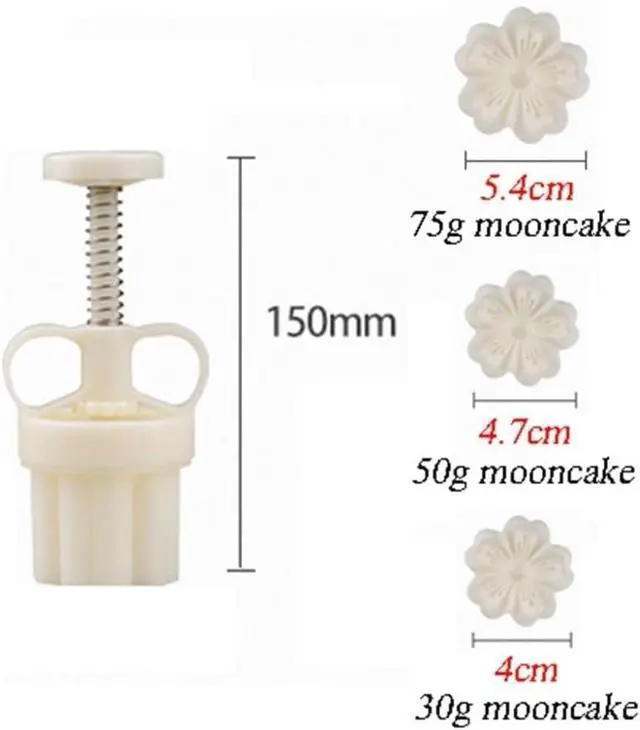 Alt view image 2 of 7 - White Mold with 6 Petals 30g Mooncake Mould Hand Press Cookie Stamps, Cherry Blossom Flower Stamps, Mid-Autumn Festival Pastry Tool Pie Making, Cookie Stamps Baking Tools and Accessories