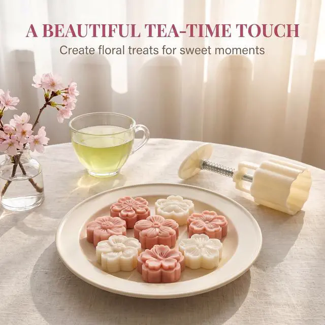 Alt view image 6 of 7 - White Mold with 6 Petals 30g Mooncake Mould Hand Press Cookie Stamps, Cherry Blossom Flower Stamps, Mid-Autumn Festival Pastry Tool Pie Making, Cookie Stamps Baking Tools and Accessories