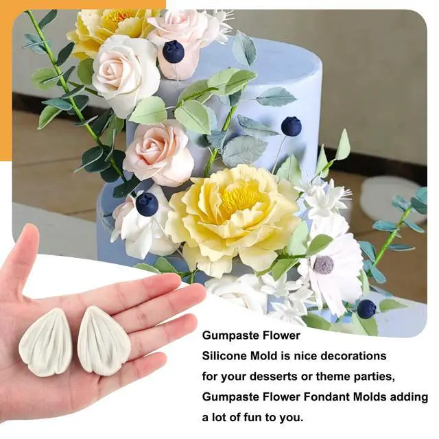Alt view image 4 of 7 - Flower Silicone Veining Mold Rose Veined Fondant Mold Set of 6 | Gum Paste Peony Flower Mold Daisy Flower Plumeria Orchid Petal Molds Sugar Craft Cake Decorating Candy Chocolate Polymer Clay