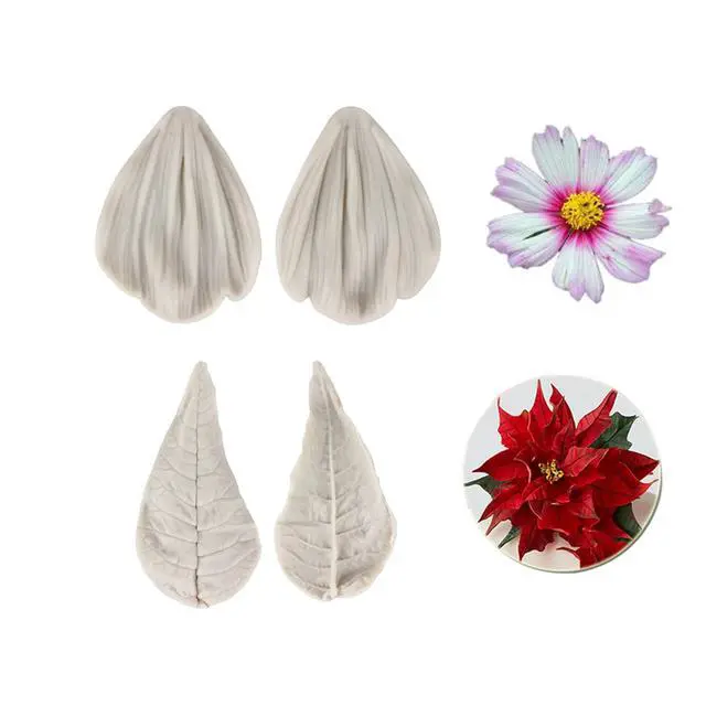 Alt view image 6 of 7 - Flower Silicone Veining Mold Rose Veined Fondant Mold Set of 6 | Gum Paste Peony Flower Mold Daisy Flower Plumeria Orchid Petal Molds Sugar Craft Cake Decorating Candy Chocolate Polymer Clay
