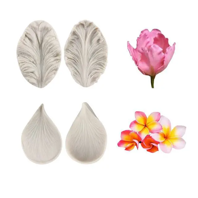 Alt view image 5 of 7 - Flower Silicone Veining Mold Rose Veined Fondant Mold Set of 6 | Gum Paste Peony Flower Mold Daisy Flower Plumeria Orchid Petal Molds Sugar Craft Cake Decorating Candy Chocolate Polymer Clay