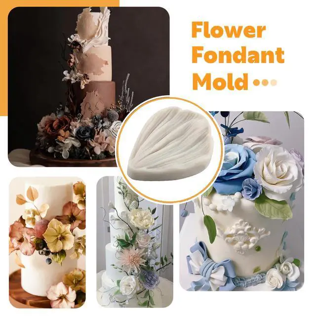 Alt view image 7 of 7 - Flower Silicone Veining Mold Rose Veined Fondant Mold Set of 6 | Gum Paste Peony Flower Mold Daisy Flower Plumeria Orchid Petal Molds Sugar Craft Cake Decorating Candy Chocolate Polymer Clay