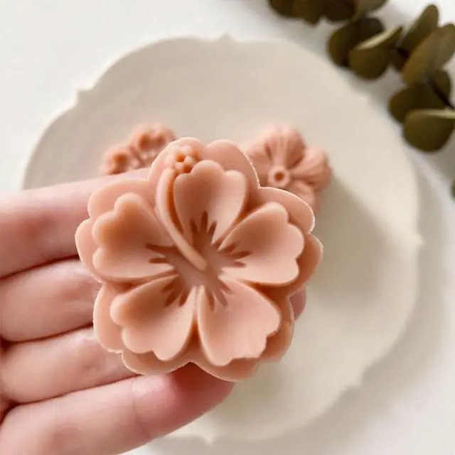 Alt view image 3 of 7 - White Mold with 6 Petals 30g Mooncake Mould Hand Press Cookie Stamps, Cherry Blossom Flower Stamps, Mid-Autumn Festival Pastry Tool Pie Making, Cookie Stamps Baking Tools and Accessories