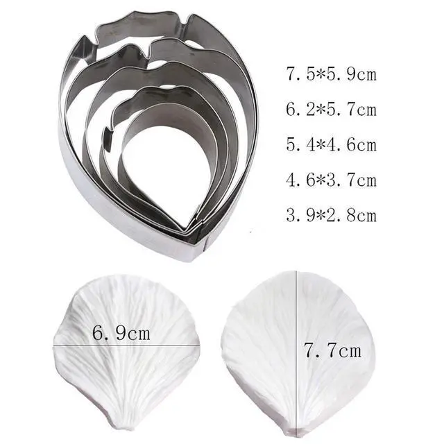 Alt view image 2 of 7 - 5pcs Stainless Steel Peony Cutter 2pcs Fondant Silicone Mold Gumpaste Peony Sugarcraft Flower Veining Mold Veiner Petal Making Tool