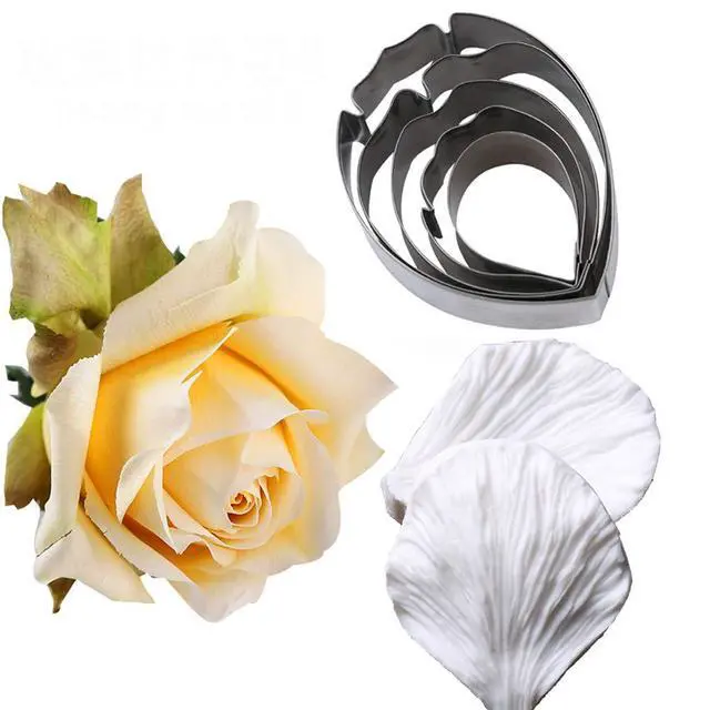 Alt view image 5 of 7 - 5pcs Stainless Steel Peony Cutter 2pcs Fondant Silicone Mold Gumpaste Peony Sugarcraft Flower Veining Mold Veiner Petal Making Tool
