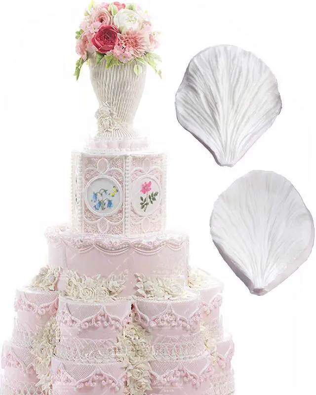 Alt view image 7 of 7 - 5pcs Stainless Steel Peony Cutter 2pcs Fondant Silicone Mold Gumpaste Peony Sugarcraft Flower Veining Mold Veiner Petal Making Tool