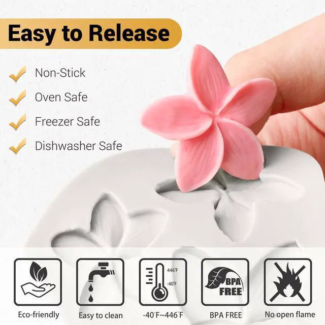 Alt view image 3 of 7 - Silicone Flower Fondant Molds, 5Pcs | Non Stick, Daisy Sunflower Chocolate Molds, For Dessert Cake Decorating, Cupcake Topper, Cake Pop, Candy