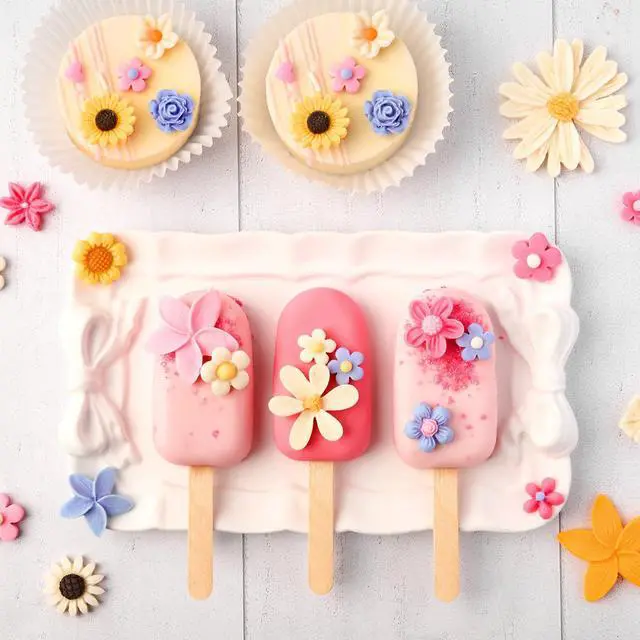 Alt view image 5 of 7 - Silicone Flower Fondant Molds, 5Pcs | Non Stick, Daisy Sunflower Chocolate Molds, For Dessert Cake Decorating, Cupcake Topper, Cake Pop, Candy