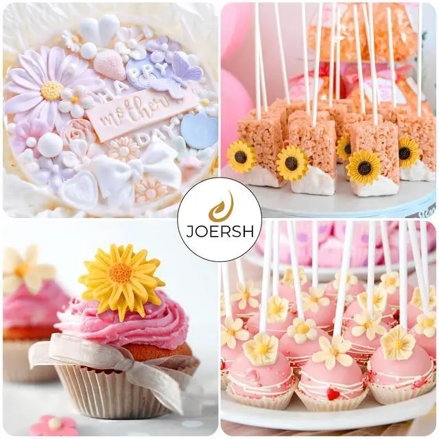 Alt view image 6 of 7 - Silicone Flower Fondant Molds, 5Pcs | Non Stick, Daisy Sunflower Chocolate Molds, For Dessert Cake Decorating, Cupcake Topper, Cake Pop, Candy