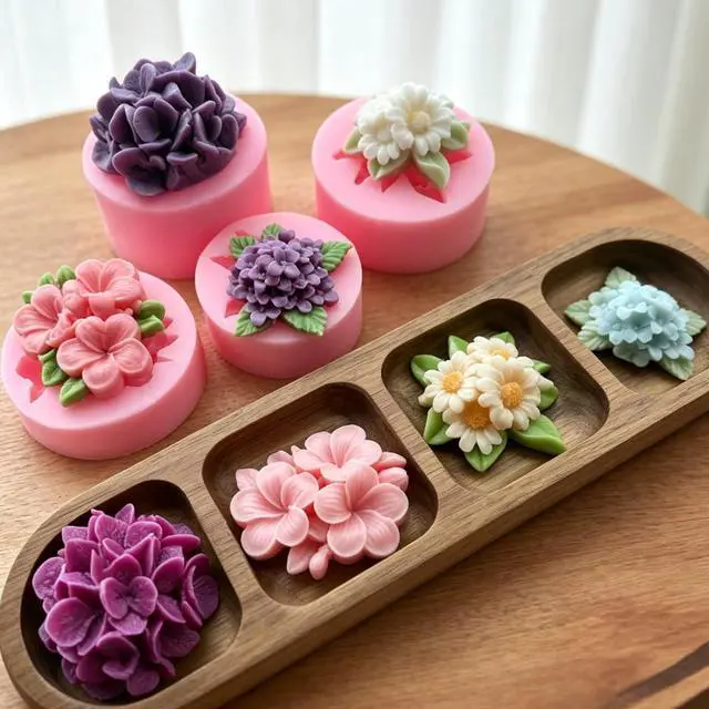 Alt view image 5 of 7 - 4 Pcs Flower Silicone Molds, Flower Candle Molds for Candle Making,3D Floral Silicone Resin Mold Daisy Hydrangea Fondant Mold for Chocolate Cake Decorating Soap Wax Resin Craft