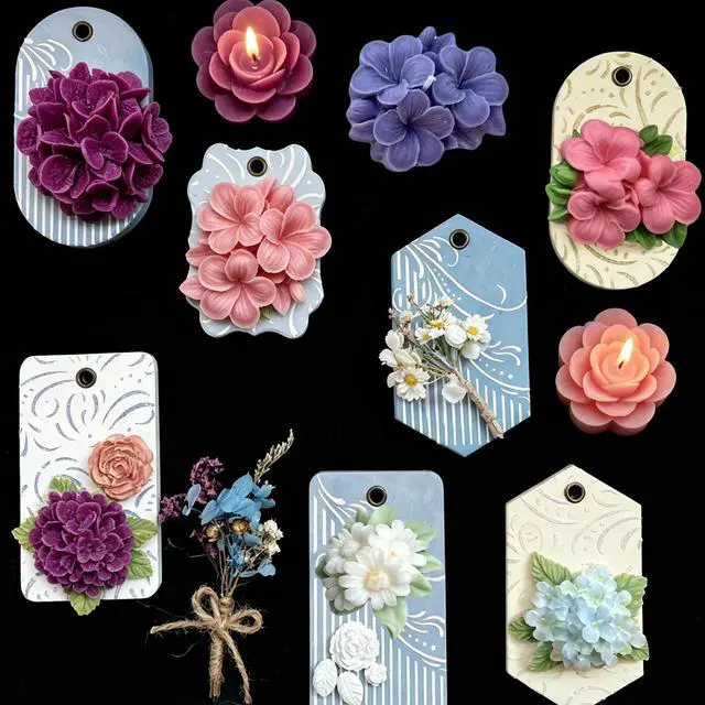 Alt view image 7 of 7 - 4 Pcs Flower Silicone Molds, Flower Candle Molds for Candle Making,3D Floral Silicone Resin Mold Daisy Hydrangea Fondant Mold for Chocolate Cake Decorating Soap Wax Resin Craft