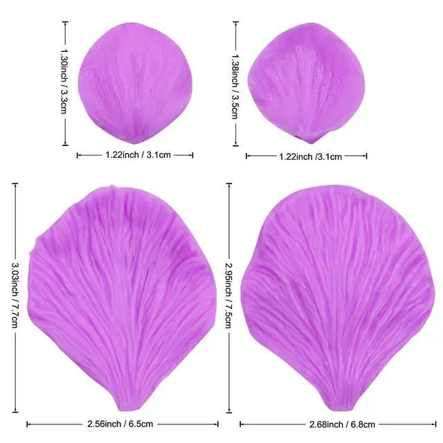 Alt view image 2 of 7 - Peony Flower Veining Silicone Molds Rose Floral Petal Fondant Molds | Flower Petal Chocolate Molds for Sugar Craft Cake Decorating Candy Polymer Clay Set of 4