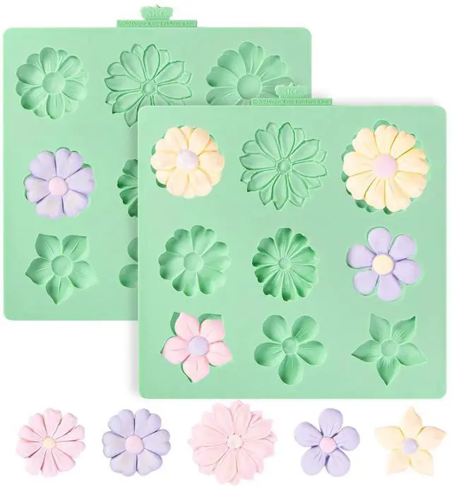 Main image of Flower Silicone Molds,Rose Flower Chocolate Mold Daisy Silicone Mold for Crafts,2 Pcs Rose Silicone Mold Fondant Molds for Cake Decorating
