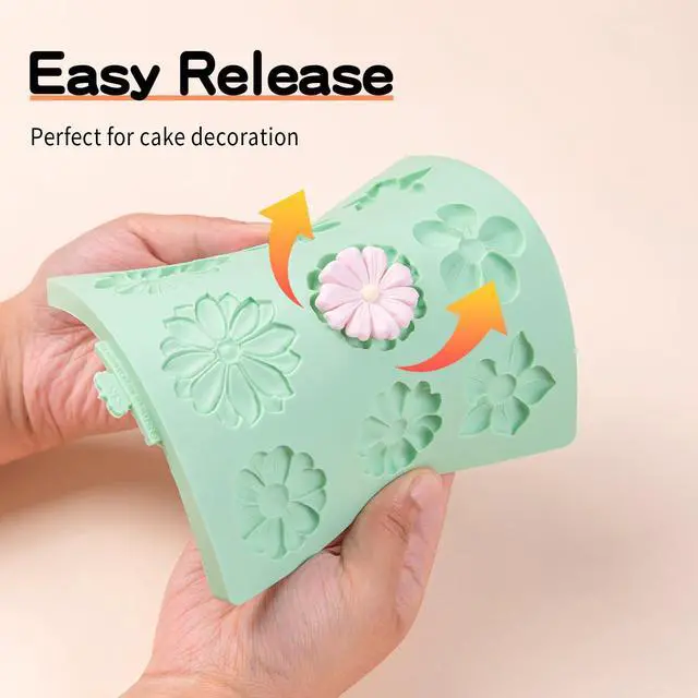 Alt view image 5 of 7 - Flower Silicone Molds,Rose Flower Chocolate Mold Daisy Silicone Mold for Crafts,2 Pcs Rose Silicone Mold Fondant Molds for Cake Decorating