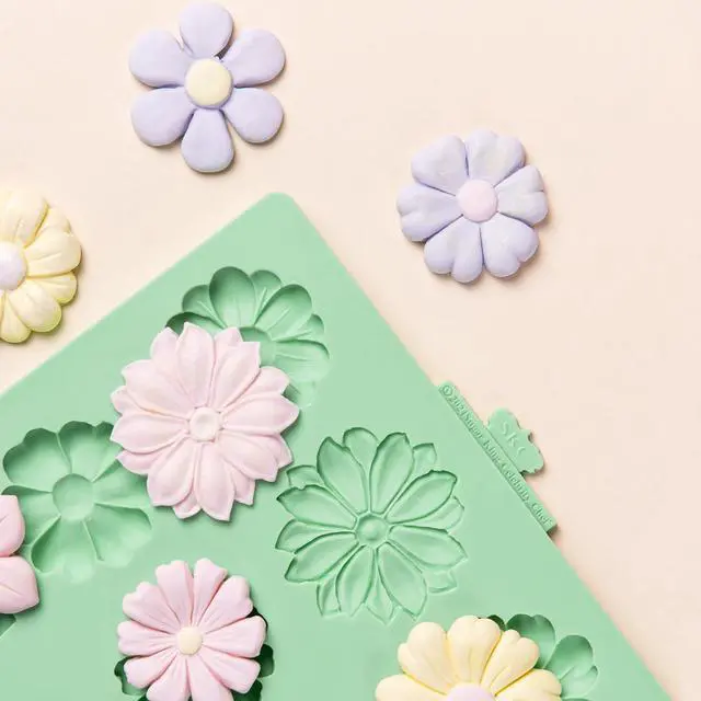 Alt view image 7 of 7 - Flower Silicone Molds,Rose Flower Chocolate Mold Daisy Silicone Mold for Crafts,2 Pcs Rose Silicone Mold Fondant Molds for Cake Decorating