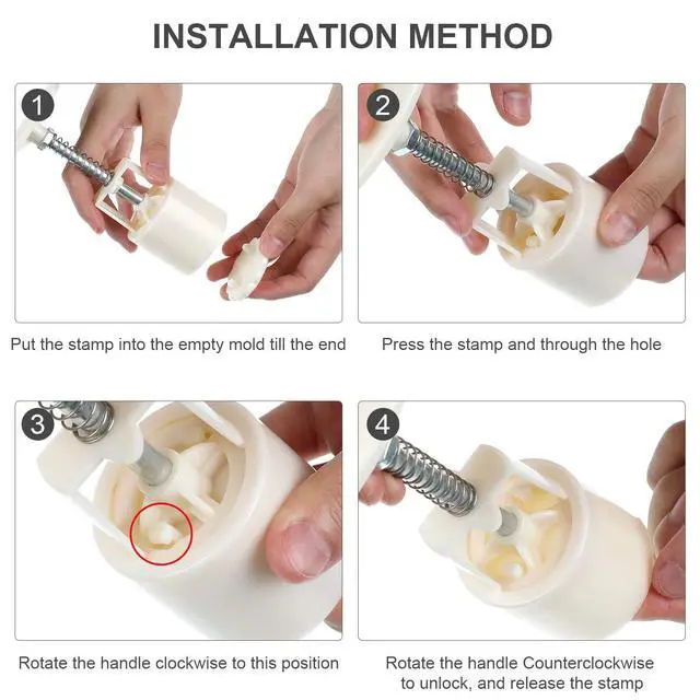 Alt view image 3 of 6 - 14 Pieces Bath Bomb Mold Kit Plastic Moon Cake Flowers Mold Supplies Press Includes 2 Pcs Shower Steamer Bath Bombs Press with 12 Pieces Stamps for Supply Making DIY Tools