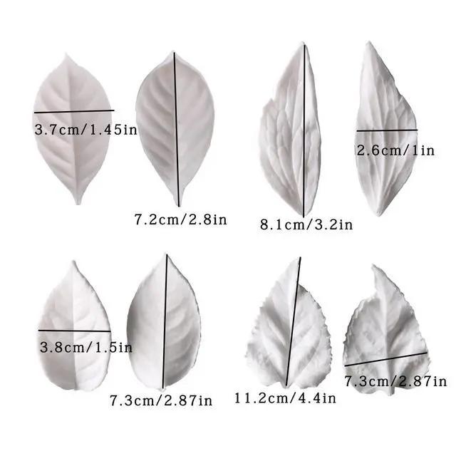 Alt view image 2 of 7 - 8Pcs Sugar Paste Leaf Veiners Fontant Mold Fondant Silicone Leaf Rose/Peony/Lily 3D Craft Tool