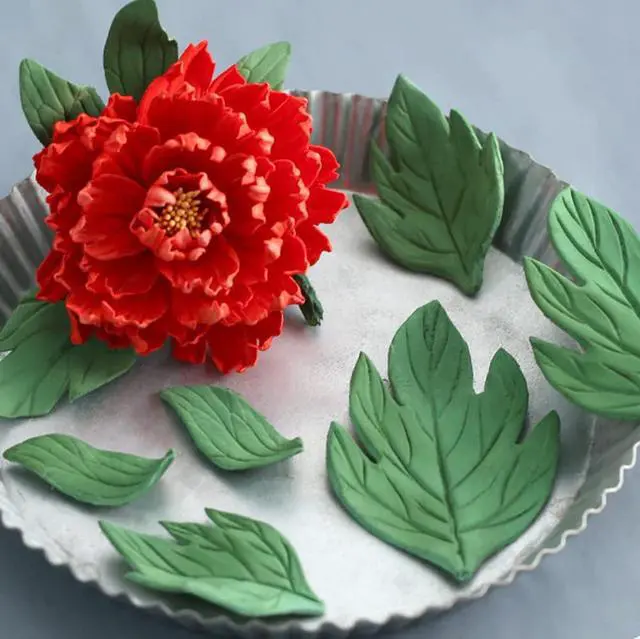 Alt view image 5 of 7 - 8Pcs Sugar Paste Leaf Veiners Fontant Mold Fondant Silicone Leaf Rose/Peony/Lily 3D Craft Tool