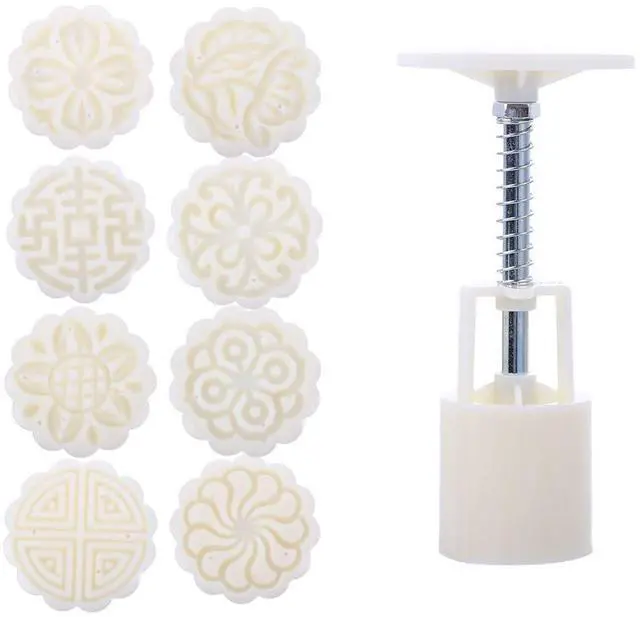 Main image of Mooncake Molds 8Pcs/Set 3D Flowers Shape Moon Cake Mold Hand Press Cookie Stamp Moon Cake Decor Mold Cake Plungers Mold 25g Pastry DIY Baking Tool