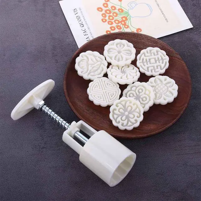 Alt view image 6 of 7 - Mooncake Molds 8Pcs/Set 3D Flowers Shape Moon Cake Mold Hand Press Cookie Stamp Moon Cake Decor Mold Cake Plungers Mold 25g Pastry DIY Baking Tool