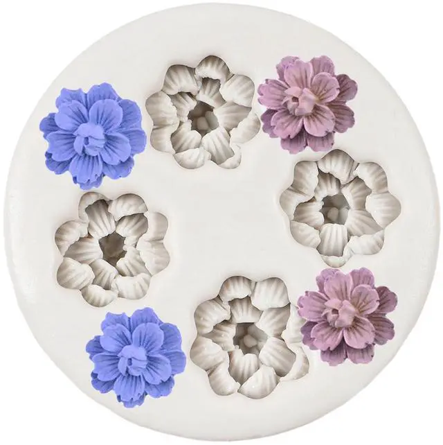 Main image of Cherry Blossom Silicone Molds Flower Fondant Cake Molds | Flower Chocolate Candy Mold Cake Decoration Cupcake Topper Sugar Craft Polymer Clay Resin Gum Paste