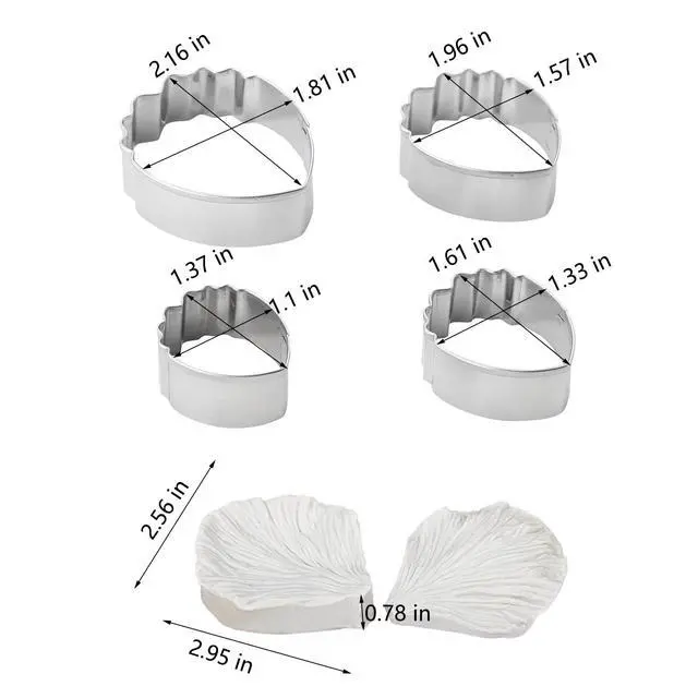 Alt view image 2 of 7 - Peony Flower Mold Fondant Cutter Kit with Veiner Tools 4pcs Stainless Steel Petal Cutters 2pcs Sugar Veining Mold Clay Baking Molds for Gumpaste Flowers Drying and Cake Making Decorations