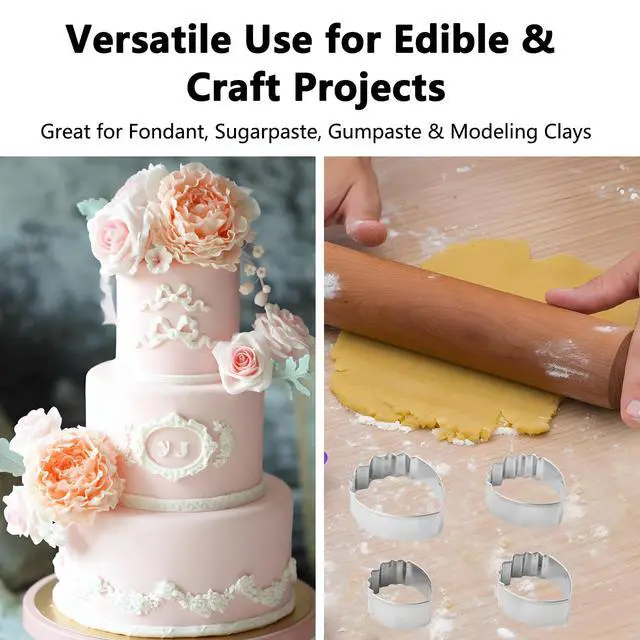 Alt view image 3 of 7 - Peony Flower Mold Fondant Cutter Kit with Veiner Tools 4pcs Stainless Steel Petal Cutters 2pcs Sugar Veining Mold Clay Baking Molds for Gumpaste Flowers Drying and Cake Making Decorations