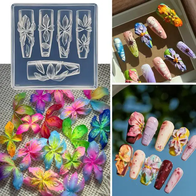 Alt view image 6 of 7 - 5Pcs 3D Flowers Nail Art Mold Arts Lotus Cherry Phalaenopsis Orchid Molds for Accessories Supplies Y2K Silicone Tools Nails
